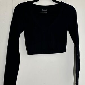 Garage Midnight Black Long Sleeve Crop Top